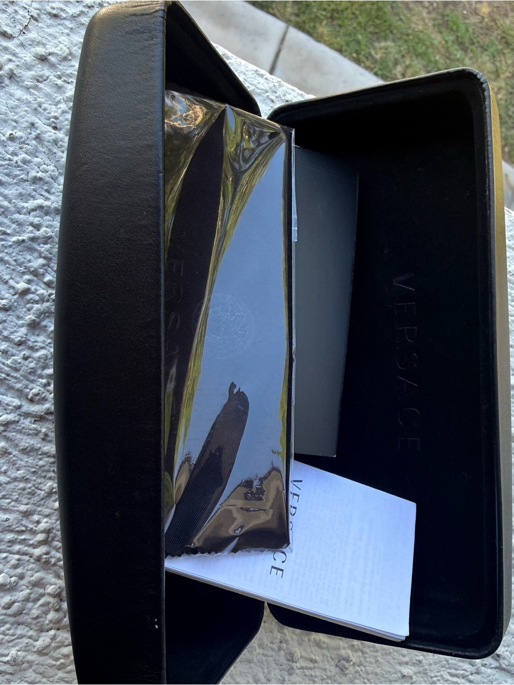 Versace Black and Gold Logo Sunglasses Case Set - Picture 6 of 6